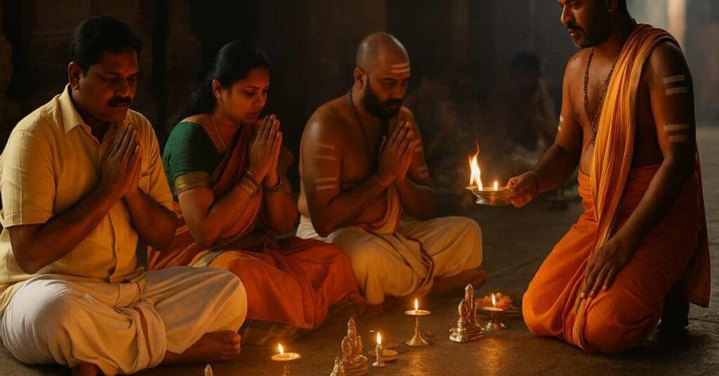 Devotees performing Rahu Ketu Pooja at Sri Kalahasti Temple following dos and don’ts