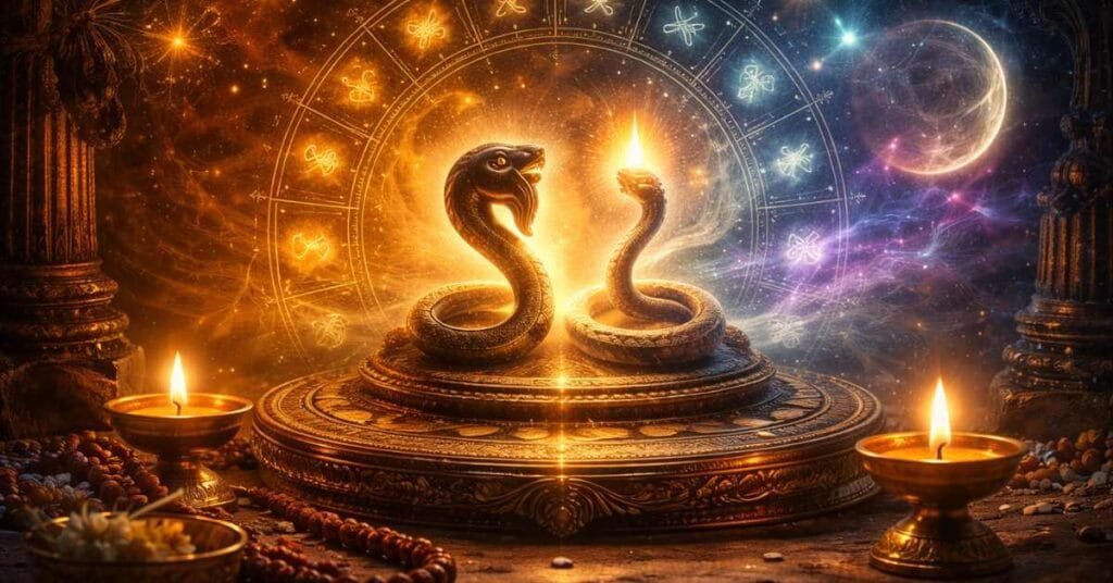 Astrological Nakshatra symbols associated with Rahu and Ketu remedies at Sri Kalahasti