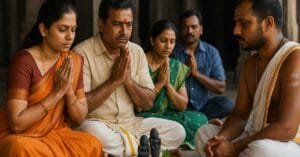 Devotees performing Rahu Ketu Pooja at Sri Kalahasti avoiding common mistakes Title: Common Mistakes Devotees Make During Rahu Ketu Pooja