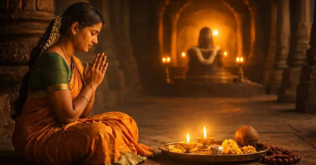 Devotee maintaining silence and discipline after Rahu Ketu Pooja at Sri Kalahasti