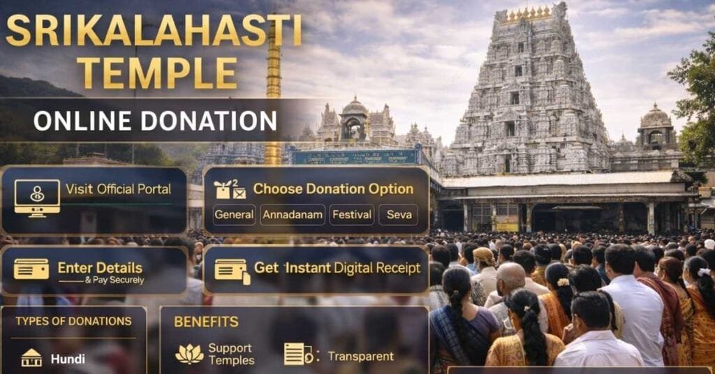 Srikalahasti Temple Online Donation devotees at Sri Kalahasteeswara temple entrance