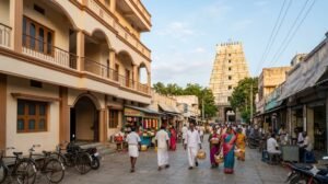 Bhakta Kannappa Sadan Srikalahasti guest house entrance with temple gopuram in background