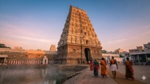 Rahu Ketu Srikalahasti story temple gopuram at sunrise in Andhra Pradesh
