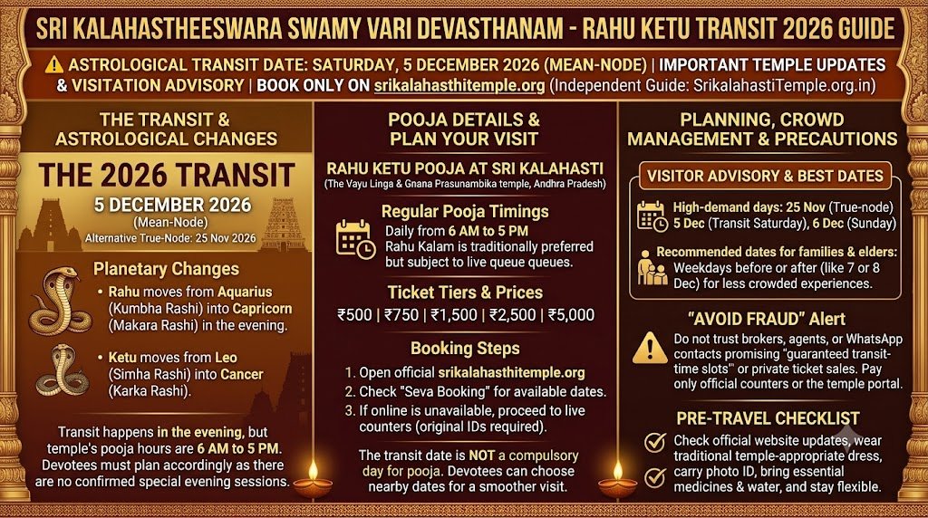 rahu ketu transit 2026 Sri Kalahasti temple pooja planning and devotees