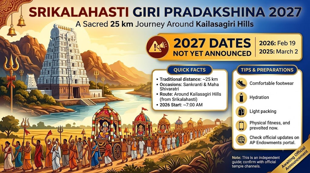 srikalahasti giri pradakshina pilgrimage procession around the Kailasagiri hills